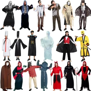 Skeleton Ghost Demon Party Costume Polyester 2-Piece Costume for Children and Adults