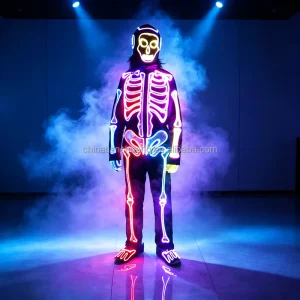 Skeleton LED Costume Luminous Outfit for Stage Dance Halloween Cosplay Club Rave Carnival Night Performance Parade Wear