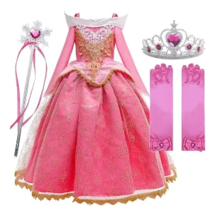 Sleeping Beauty Pink Princess Costume Dress for Girls, 3-10 Years