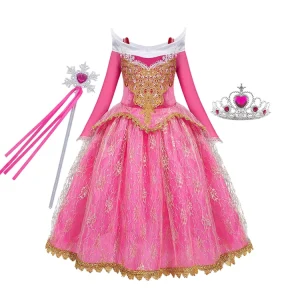 Sleeping Princess Costume Dress with Accessories for Girls Halloween Cosplay Carnival Party