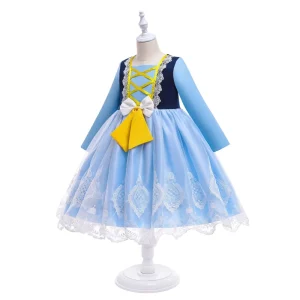 Snow White Cosplay Princess Dress for Girls, Long Sleeve Classic Fairy Tale Halloween Costume