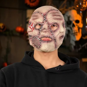 Soft Latex Full-Face Zombie Head Mask for Halloween Cosplay and Parties