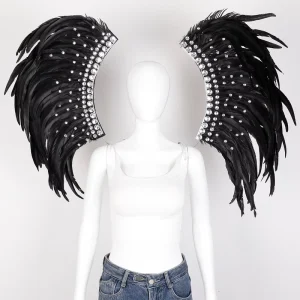 Sparkling Feather Wing Costume for Adults Unisex Stage Show Burlesque Carnival Dancer Performance