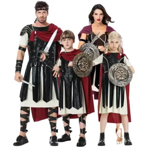 Spartan Warrior Style Polyester Cloak Design Cosplay Costume Set Adult Historical Character Halloween Party Wear