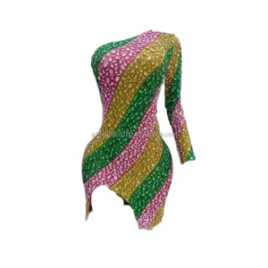 Spring Choir Singer Model Walk Party Sexy Tight Wrap Hip Slim Fit Oblique Shoulder Split Night Club Stage Performance Costume