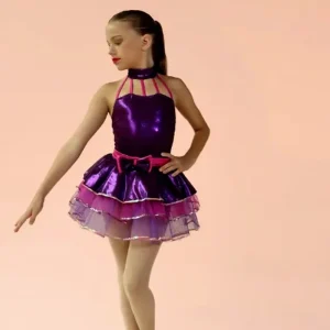Stage Boutique Shiny Pink Purple Glitzy Frothy Net Skirts Trimmed With Sequins Jazz Dancing Costumes