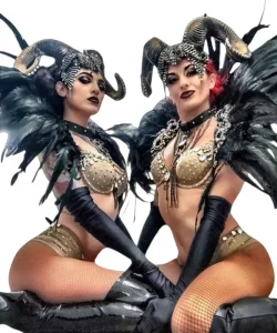 Stage Costumes for Nightclubs Feather Horns Grand Vests Party Bars Interactive Gogo Shows Singer DJ 100% Polyester Adult