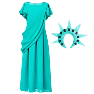 Statue of Liberty and Ancient Greek Girl’s Halloween Costume Set Children’s Anime Style Roman Robe