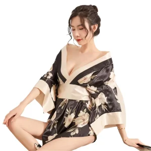 Stock Available Japanese Kimono Style Sexy Chiffon Costume Dress for Women Bodysuits Level Light Control