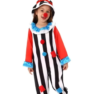 Striped One-Piece Clown Character Costume for Children’s Stage Performances