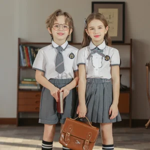 Summer Elementary School Student Performance Costume Short Sleeved Shorts Pleated Skirt
