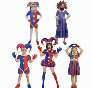 T Magical Number Circus Clown Onesie Costume Children Age 8 13 Years Cosplay Party Stage Performance Halloween Outfit New