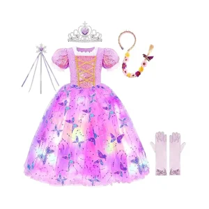 TV & Movie Costumes Princess Dress Rapunzel Hot Children’s Costumes Fancy Little Girl Princess Dress With Light