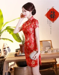 Tang Suit Cheongsam Dragon and Phoenix Short Flag Big Red Performance Costume New Large Size Daily Banquet