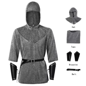 Temple Knight Chainmail-Style Shirt Medieval LARP Cosplay Costume for Historical Reenactment and Renaissance Fairs