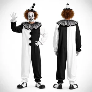 Terrifier Art the Clown Costume Black and White Jumpsuit