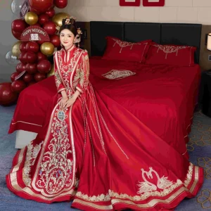 The Most Popular Traditional Chinese Clothing Acetate Satin Fabric Xiuhe Costume Bridal Gown Toast Costume