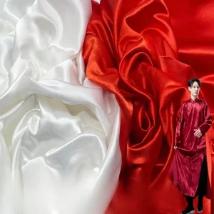 Thickened Glossy Satin Non-Stretch Sateen Printed Abrasion-Resistant Opera Traditional Chinese Xiuhe Wedding Costume