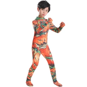 Toxic Carved Pumpkin Head Full Body Morphsuit Costume