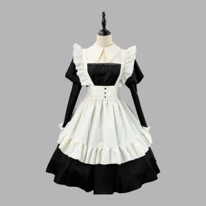 Traditional Black White Maid Uniform Daily Cosplay Waitress Costume Party Angel Maid Outfit Princess Style