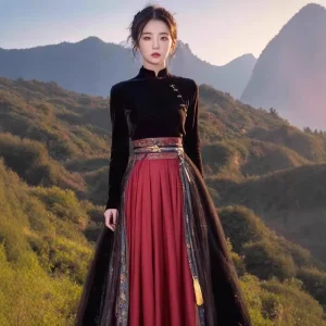 Traditional Chinese Party Wear Elegant Tang Suit with Intricate Thread Sequence Work Polyester Material Floral Pattern