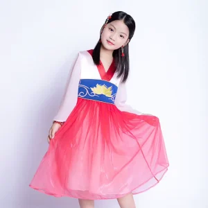 Traditional Chinese Princess Dress for Girls Cotton TV Movie Wedding Party Outfit Embroidered Folk Clothing