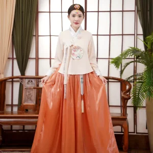 Traditional Korean Hanbok Women’s Court Costume Set for New Year, Wedding, Party, Dance, and Stage Performance