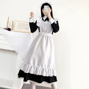 Traditional Long-Skirt Maid Costume and British Butler Cosplay Set