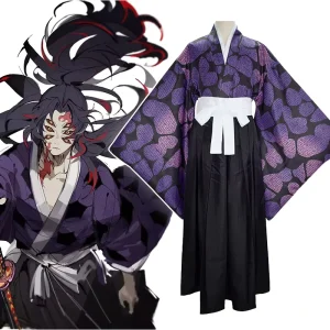 Tsugikuni Michikatsu Kokushibou Anime Cosplay Kimono Costume Polyester Digital Print