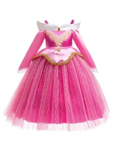 Tutu Princess Dress O-Neck Full Sleeve Sequin Knee-Length Halloween Gown for Girls 3-14 Years