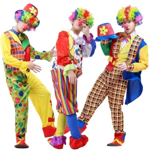 Unisex Adult Clown Costume for Halloween Cosplay and Fancy Dress Parties