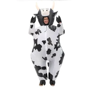 Unisex Adult Inflatable Cow Mascot Costume, Polyester Cosplay Party Halloween Suit