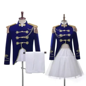 Unisex Adult Medieval Renaissance Victorian Prince Cosplay Costume Royal Court Blazer Suit Theater Navy Captain Sailor