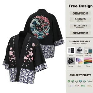 Unisex Anime Print Haori Yukata Kimono Cosplay Costume