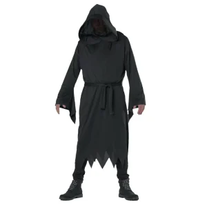 Unisex Black Hooded Grim Reaper Costume with Belt for Children, Polyester