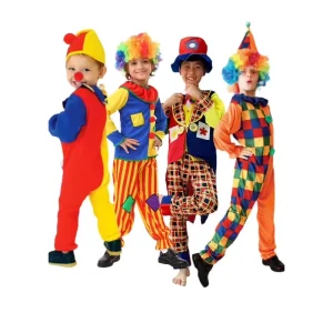 Unisex Polyester Childrens Clown Costume for Stage Performance and Circus