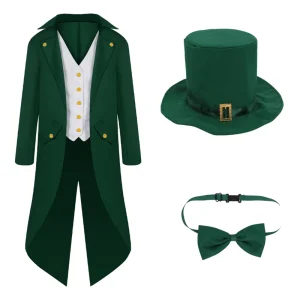 Unisex Retro Punk Tuxedo Uniform Dress Coat for Adults Long Fashion Style Solid Colors for New Year’s TV Movie Costumes