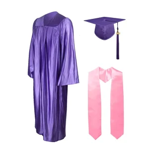 Unisex Shiny Graduation Gown and Cap for University