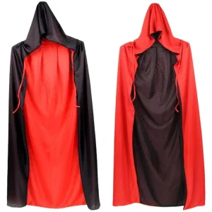 Vampire Cloak Halloween Party Role-Playing Costume for Men and Women Black and Red Full-Length Witch Costume