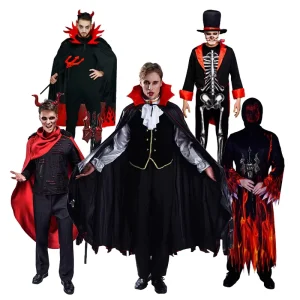 Vampire Ghost Bride Costume for Women and Men, Halloween Masquerade Cosplay