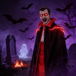 Vampire Hanging Halloween Ghost Horror Decoration Sound Activated Sensing Light Up Sounding Plastic Head Scary Costume