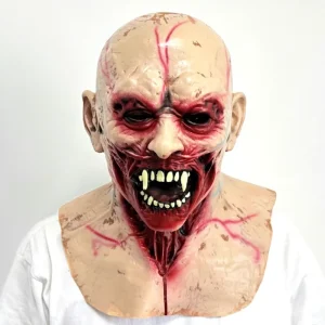 Vampire Zombie Latex Mask with Biohazard Skull Design