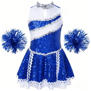 Vennystyle Custom Fashion Girls Cheerleading Uniform Kits Costume Spandex Cotton Material Heat Transfer Printed Design School