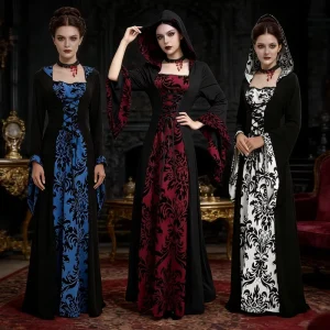 Victorian Gothic Costume Dress Women Adult Polyester Halloween Stage Costume Historical Cosplay Outfit Party Events