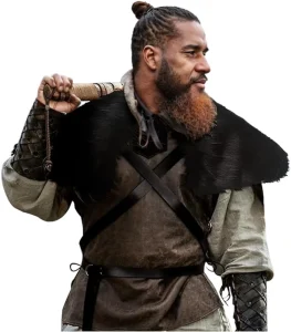 Viking Cloak Costume Men Fur Collar Medieval Renaissance Wrap King Warrior Cape Shawl Halloween LARP Cosplay Costume