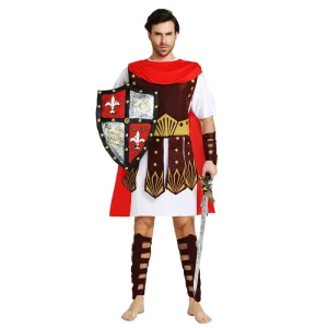 Vintage Ancient Roman Warrior Jumpsuit Costume for Men