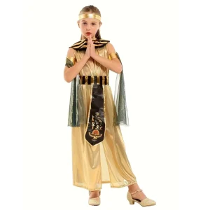 Vintage Greek Goddness Role Play Dress Egyptian Queen Cleopatra Pharaoh Outfit Kids Stage Performance Halloween Cosplay Costume