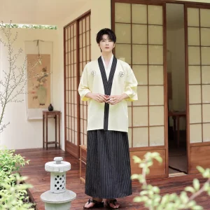 Vintage Japanese Kimono Man Japanese Traditional Dress Male Yukata Stage Dance Costumes Hombres Men Samurai Clothing