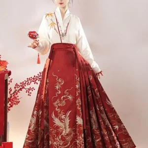 Vintage Mamian Qun 2-Piece Set Chinese Traditional Stage Performance Hanfu Dress