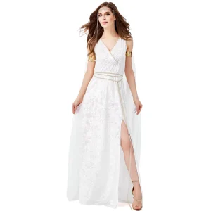 White Ancient Medieval Mythology Character Halloween Costume Adult Greek Goddess Dress Cosplay Stage Performance Clothing Outfit